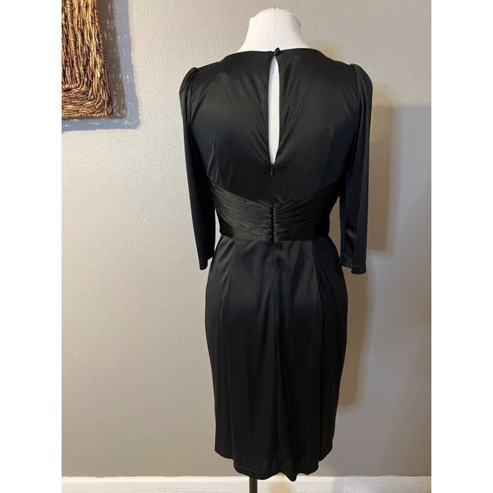 Marc Bouwer party Dress 6 V Neck Black Keyhole Back Sexy Silky Sheath $495 NWT - Picture 6 of 14